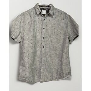 Denim‎ & Flower Men's Button-Up Short Sleeve, Beach Themed Button Up,  Size L/42